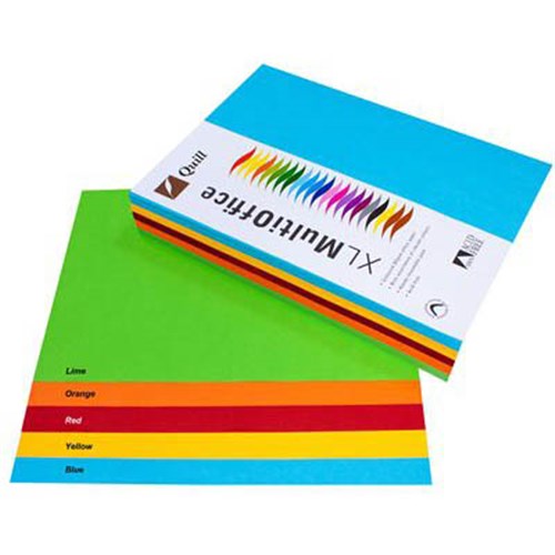Quill XL Brights Paper A4 80gsm Assorted Colours Ream 500_2